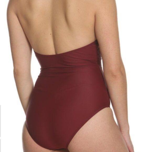 NWT Sun & Sea Burgundy Ruffle Halter Swimsuit Size 6 - Picture 2 of 10